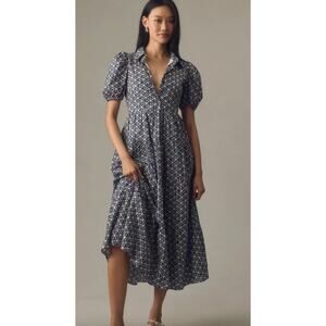 Anthropologie English Factory Somerset button down blue floral dress Large